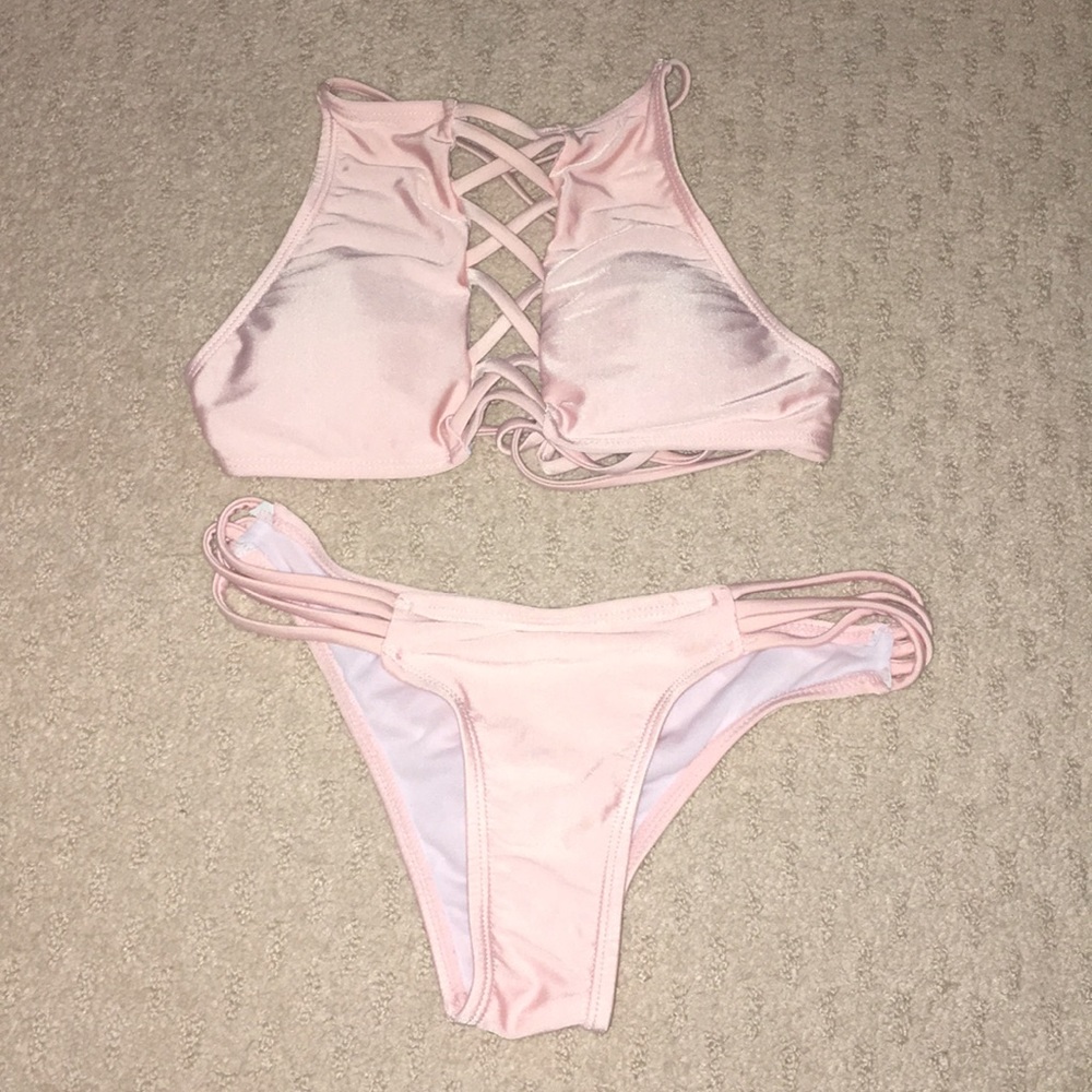 criss cross open back halter bikini Lana swim S